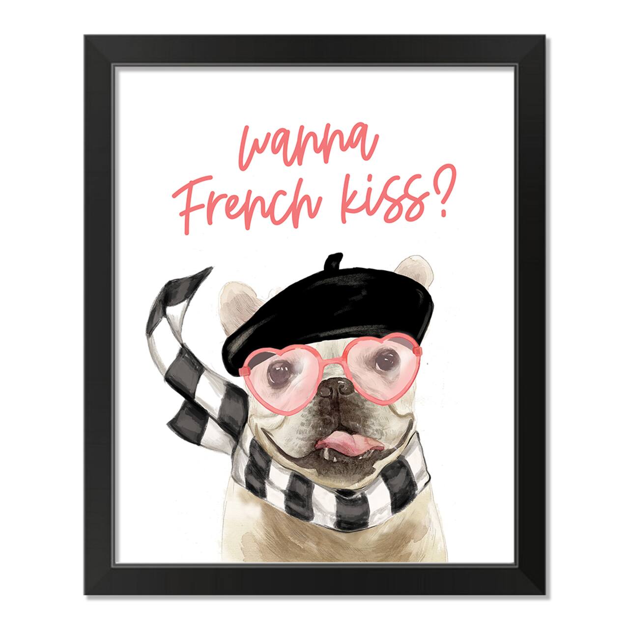 16&#x22; x 20&#x22; Wanna French Kiss Black Framed Print Wall Art
